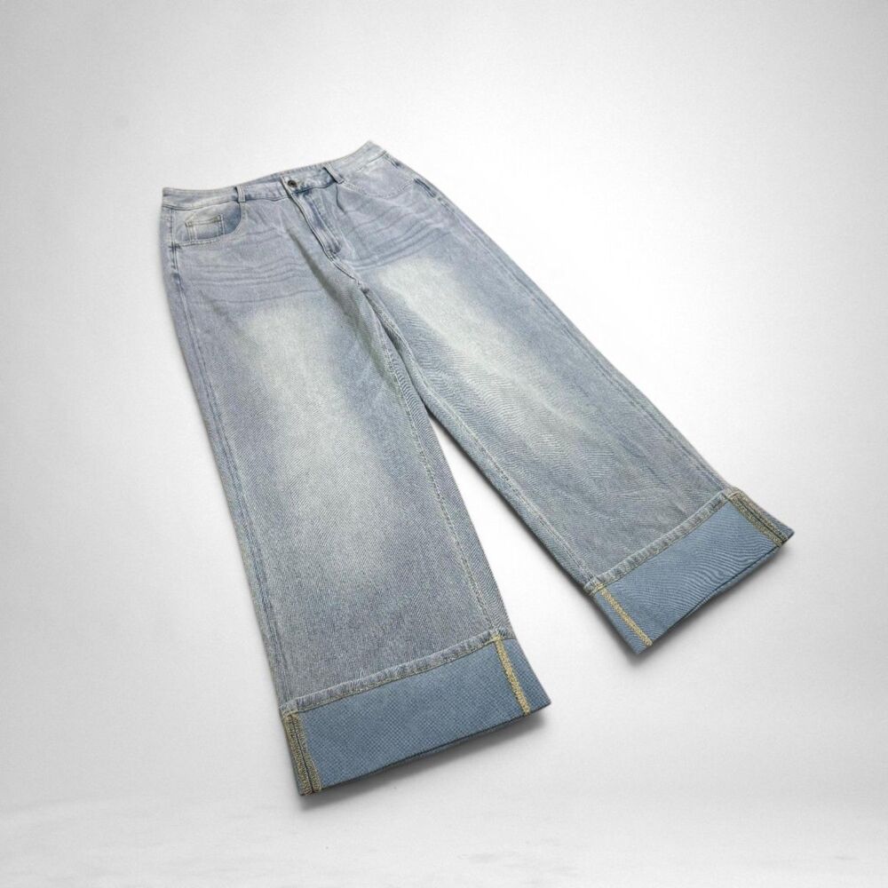 Halara Flex™ High Waisted Cuffed Hem Straight Leg Washed Casual Jeans, New! XL